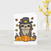 Erntedank Pilgrim Sloth Niedlich Herbst Herbst Män Karte (Gelbe Blume)