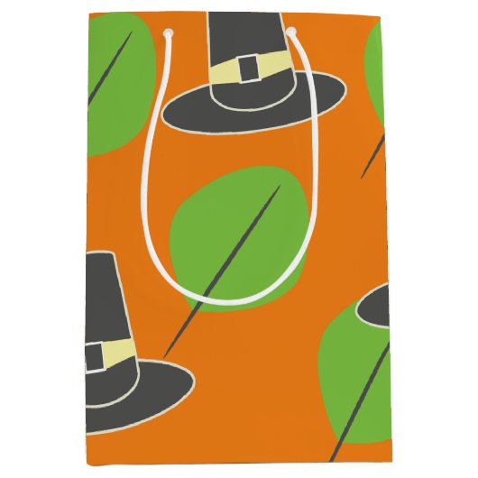 Erntedank Pilgrim Theme Muster Medium Geschenktasc Mittlere Geschenktüte (Vorderseite)