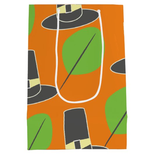 Erntedank Pilgrim Theme Muster Medium Geschenktasc Mittlere Geschenktüte (Rückseite)