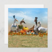 Erntedank Pilgrim und indische Enten Einladung (Vorne/Hinten)
