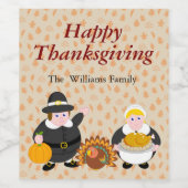 Erntedank Pilgrim Vathers, Kürbis und Truthahn, Weinetikett (Einzelnes Label)