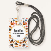 Erntedank Pilgrims ernten Muster Ausweis (Rückseite mit Schlüsselband)