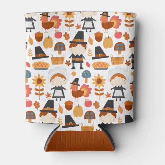 Erntedank Pilgrims ernten Muster Dosenkühler (Vorderseite)