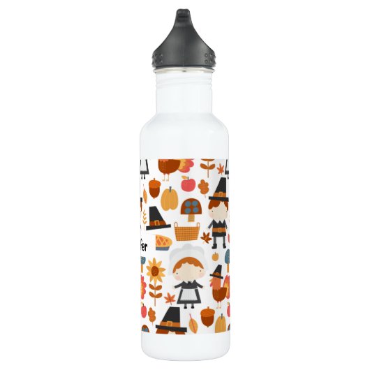 Erntedank Pilgrims ernten Muster Edelstahlflasche (Rechts)