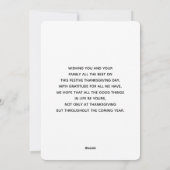 Erntedank Pilgrims ernten Muster Feiertagskarte (Rückseite)