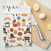 Erntedank Pilgrims ernten Muster Geschirrtuch (Viertel Falte)