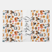 Erntedank Pilgrims ernten Muster Geschirrtuch (Horizontal)