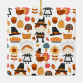 Erntedank Pilgrims ernten Muster Keramikornament (Rückseite)