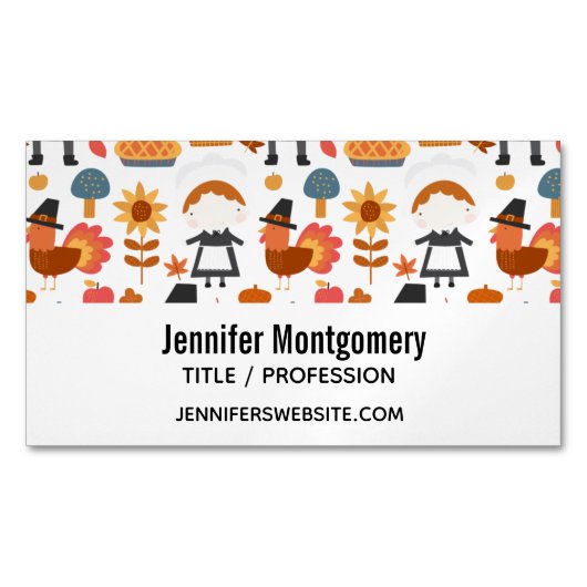 Erntedank Pilgrims ernten Muster Magnetische Visitenkarte (Vorderseite)