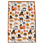 Erntedank Pilgrims ernten Muster Mittlere Geschenktüte (Vorderseite)