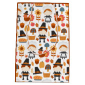 Erntedank Pilgrims ernten Muster Mittlere Geschenktüte (Rückseite)