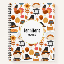 Erntedank Pilgrims ernten Muster Notizblock