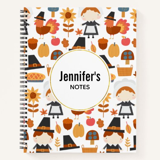 Erntedank Pilgrims ernten Muster Notizblock (Vorderseite)