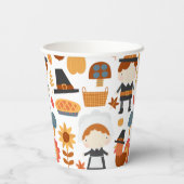 Erntedank Pilgrims ernten Muster Pappbecher (Rückseite)