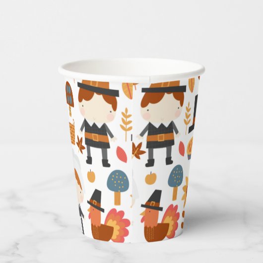 Erntedank Pilgrims ernten Muster Pappbecher (Rechts)