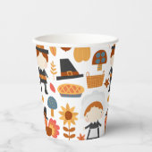 Erntedank Pilgrims ernten Muster Pappbecher (Vorderseite)