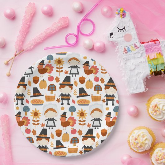 Erntedank Pilgrims ernten Muster Pappteller (Party)