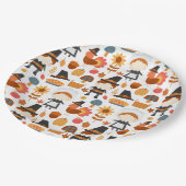 Erntedank Pilgrims ernten Muster Pappteller (Schrägansicht)