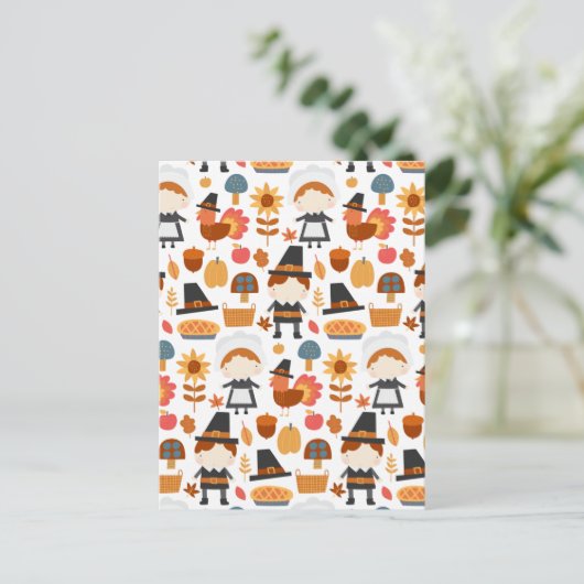 Erntedank Pilgrims ernten Muster Postkarte (Stehend Vorderseite)