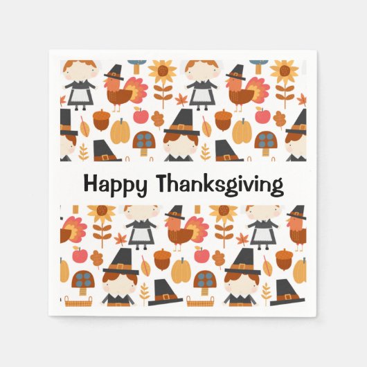 Erntedank Pilgrims ernten Muster Serviette (Vorderseite)