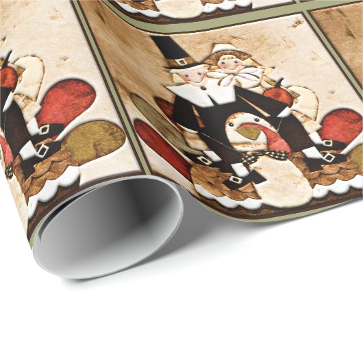 Erntedank Pilgrims Geschenkpapier (Rolleneckpunkt)