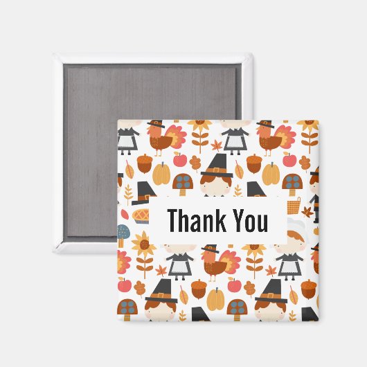 Erntedank Pilgrims Harvest Pattern Vielen Dank Magnet (Vorderseite/Rückseite)