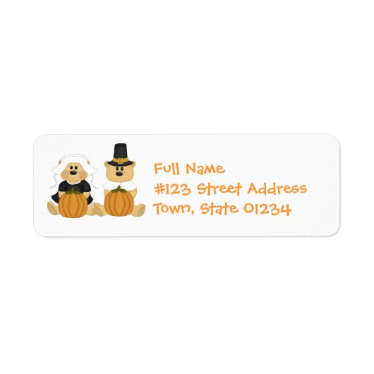 Erntedank Pilgrims Mailing Labels (Vorne)