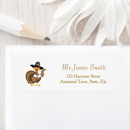 Erntedank, Piligris-Etikett für Truthühner (Insitu)