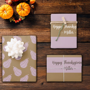 Erntedank Pinks Harvest Individuelle Name Geschenkpapier Set