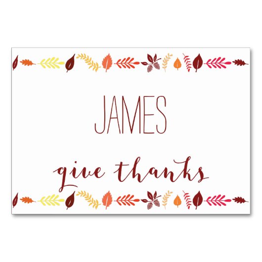 Erntedank Platzkarten Herbstlaub Tischnummer (Rückseite)