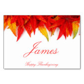 Erntedank-Platzkarten mit Herbstlauben Tischnummer (Vorderseite)