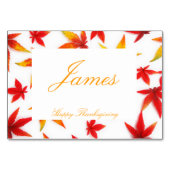 Erntedank-Platzkarten mit Herbstleuten Tischnummer (Vorderseite)