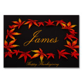 Erntedank-Platzkarten mit Herbstleuten Tischnummer (Vorderseite)