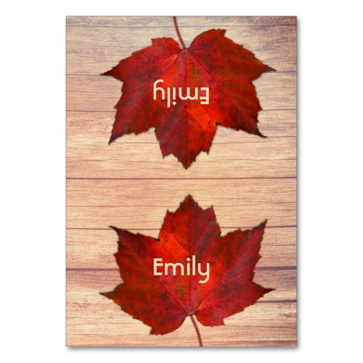 Erntedank Platzkarten Rotes Leaf Tischnummer (Vorderseite)