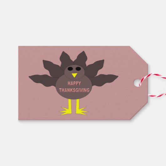Erntedank Plucked Turkey Gift Tags Geschenkanhänger (Vorderseite (Horizontal))