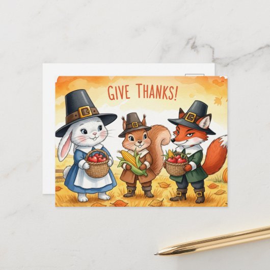 Erntedank Postkarte (Vorderseite/Rückseite Beispiel)