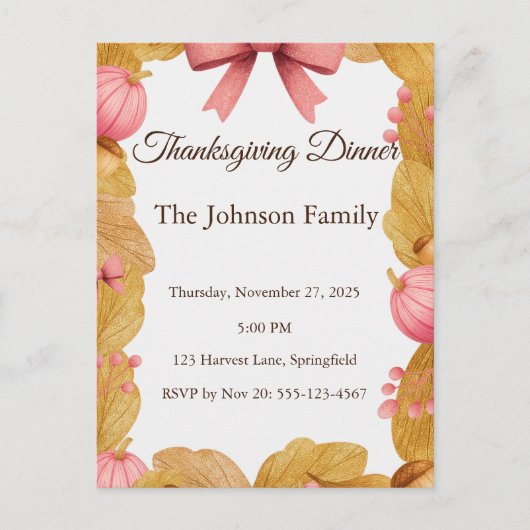 Erntedank Postkarte mit Herbstkranz (Vorderseite)