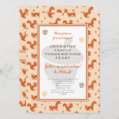 Erntedank Potluck Dinner Eichhörnchen und Acorns Einladung (Vorne/Hinten)