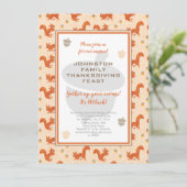 Erntedank Potluck Dinner Eichhörnchen und Acorns Einladung (Stehend Vorderseite)