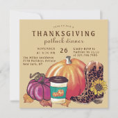 Erntedank Potluck Dinner Sonnenblumenkürbis Einladung (Vorderseite)