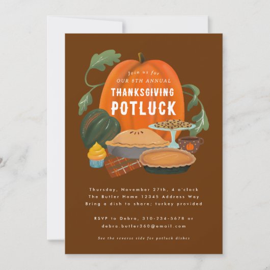 Erntedank Potluck Einladung (Vorderseite)