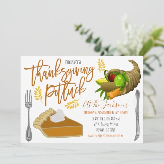 Erntedank Potluck Einladung (Stehend Vorderseite)