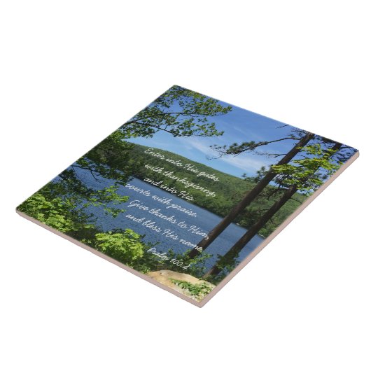 Erntedank Psalm 100:4 Fotograf Squam Lake Fliese (Seite)