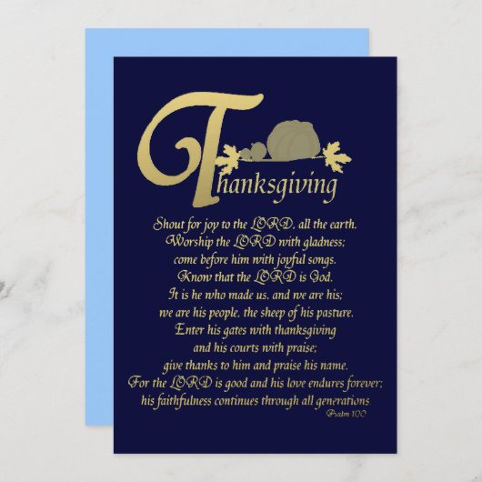 Erntedank - Psalm 100 Feiertagskarte (Vorne/Hinten)