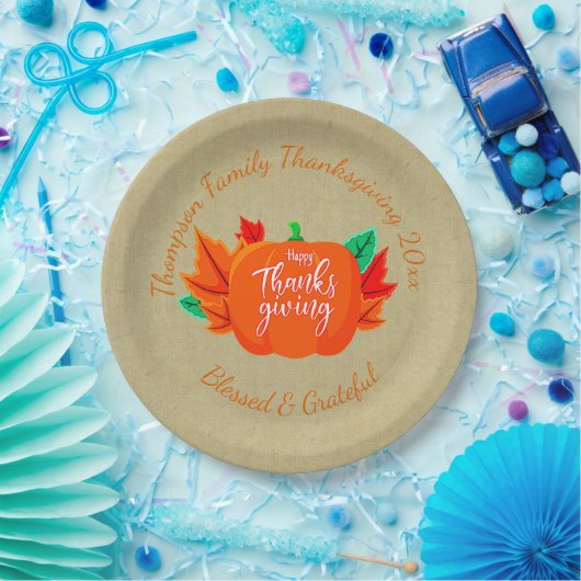 Erntedank Pumpkin 20xx 9" hinzufügen Pappteller (Party)