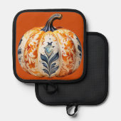 Erntedank Pumpkin 2 Topflappen (Vorderseite/Rückseite)