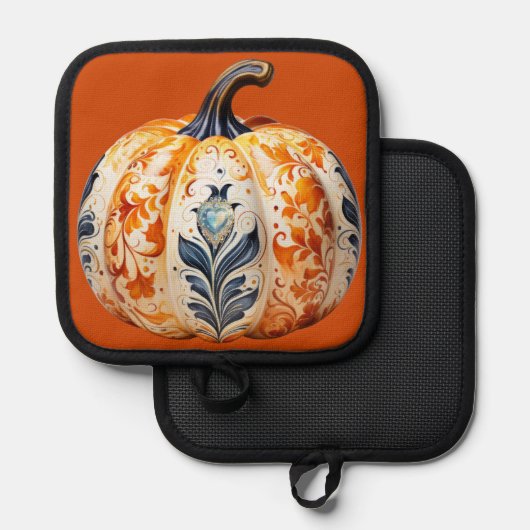 Erntedank Pumpkin 2 Topflappen (Vorderseite/Rückseite)