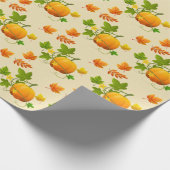 Erntedank Pumpkin auf Beige Geschenkpapier (Ecke)
