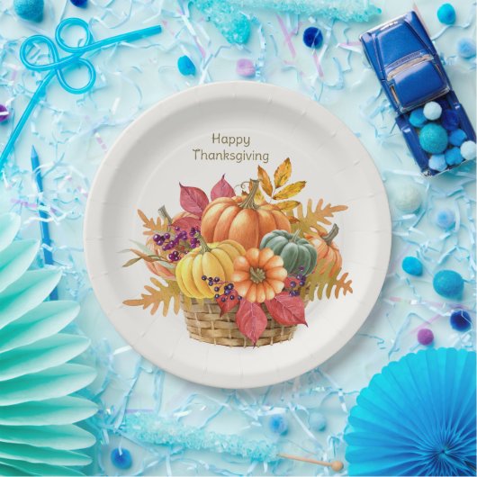 Erntedank Pumpkin Basket Papierplatte Pappteller (Party)