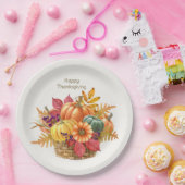 Erntedank Pumpkin Basket Papierplatte Pappteller (Party)